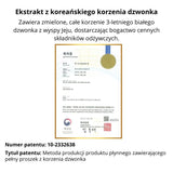 Oficjalny koreański certyfikat patentowy na ekstrakt z korzenia dzwonka (Platycodon grandiflorus), potwierdzający unikalną metodę produkcji i wysoką jakość produktu.