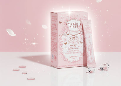 Koreański kolagen roślinny YeoriYeori Bright w wygodnych saszetkach do picia.